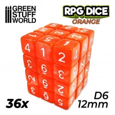 36x Dadi D6 12mm - Arancione